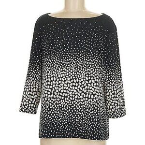 Ann Taylor Size 8 Black And White Top With 3/4 Sleeve